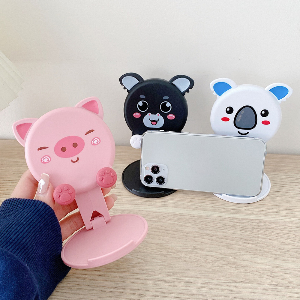 Tablet Accessories For Students - かわいい動物デスクトップ電話スタンド折りたたみ式調節可能なスマートフォンホルダーデスク携帯電話キックスタンドユニバーサルデスクトップ電話ブラケット