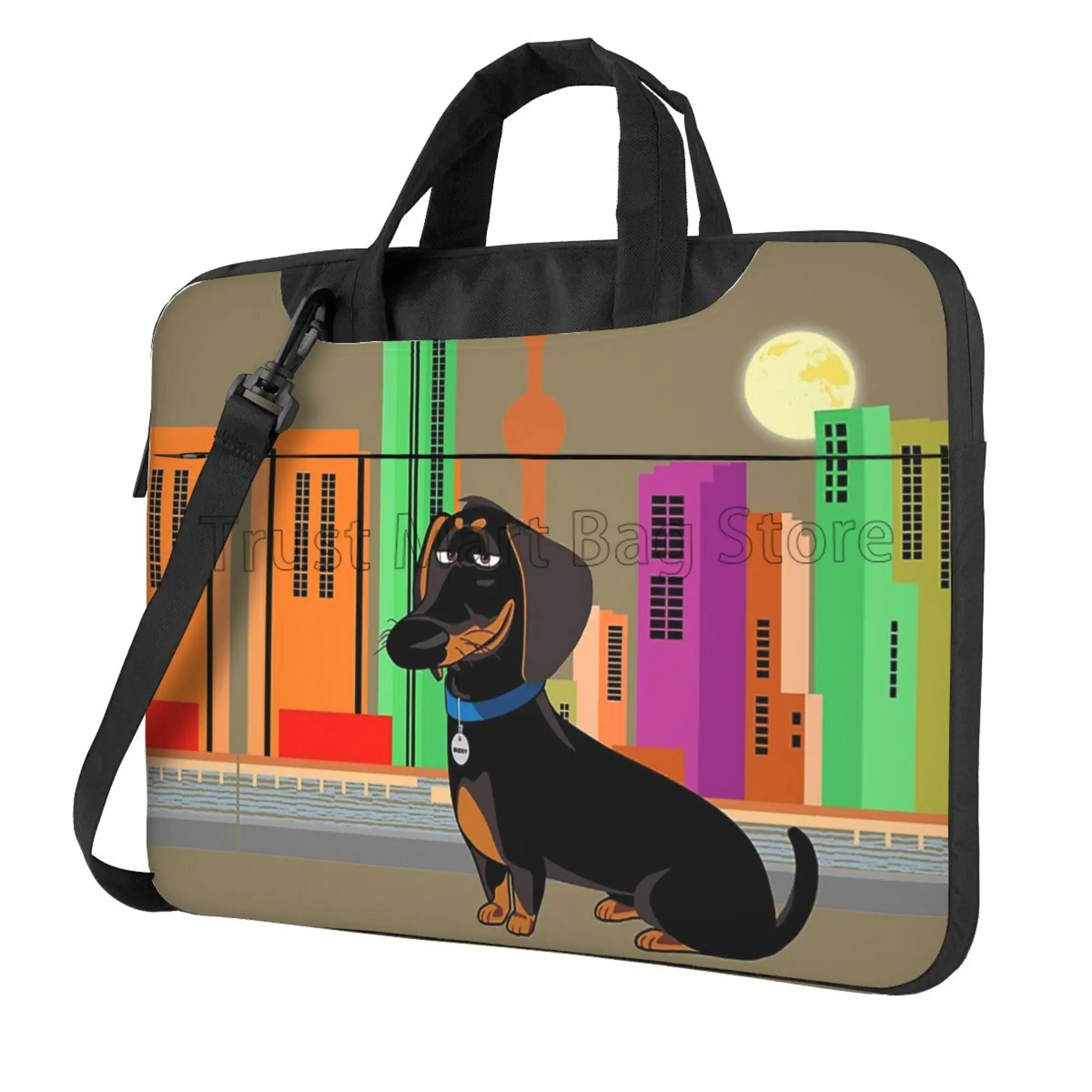 Boox Tablet Accessories - Dachshundプリントラップトップキャリングバッグ、かわいいノートブックケース、超軽量フックバッグ、ショルダーストラップハンドル付きタブレットカバー、13インチ、14インチ、15.6インチ