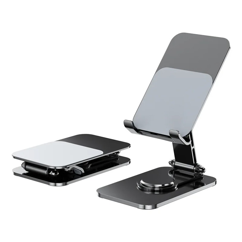 Tablet Phone Accessories - ユニバーサルメタル360 ° 回転可能な電話タブレットスタンドポータブル折りたたみ式デスクトップブラケットホルダー iPhone Samsung Xiaomi