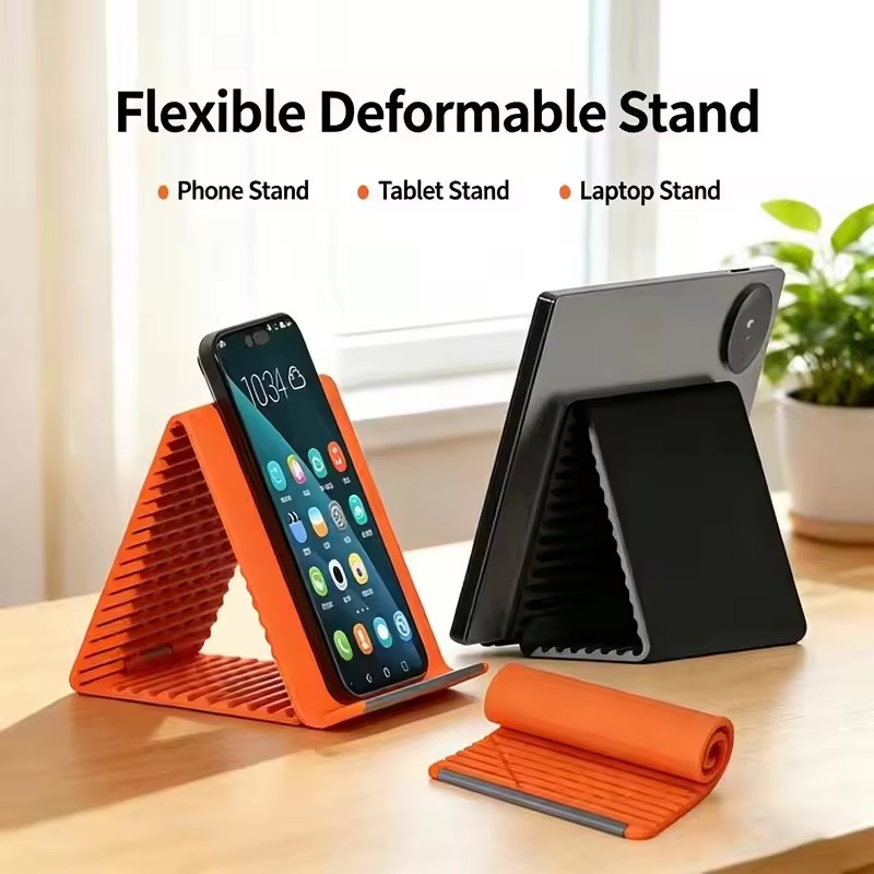 Tablet Phone Accessories - 怠惰な携帯電話スタンドシリコンデスクトップタブレットラップトップホルダークリエイティブフレキシブル折りたたみ式変形スタンドトラベルアクセサリー