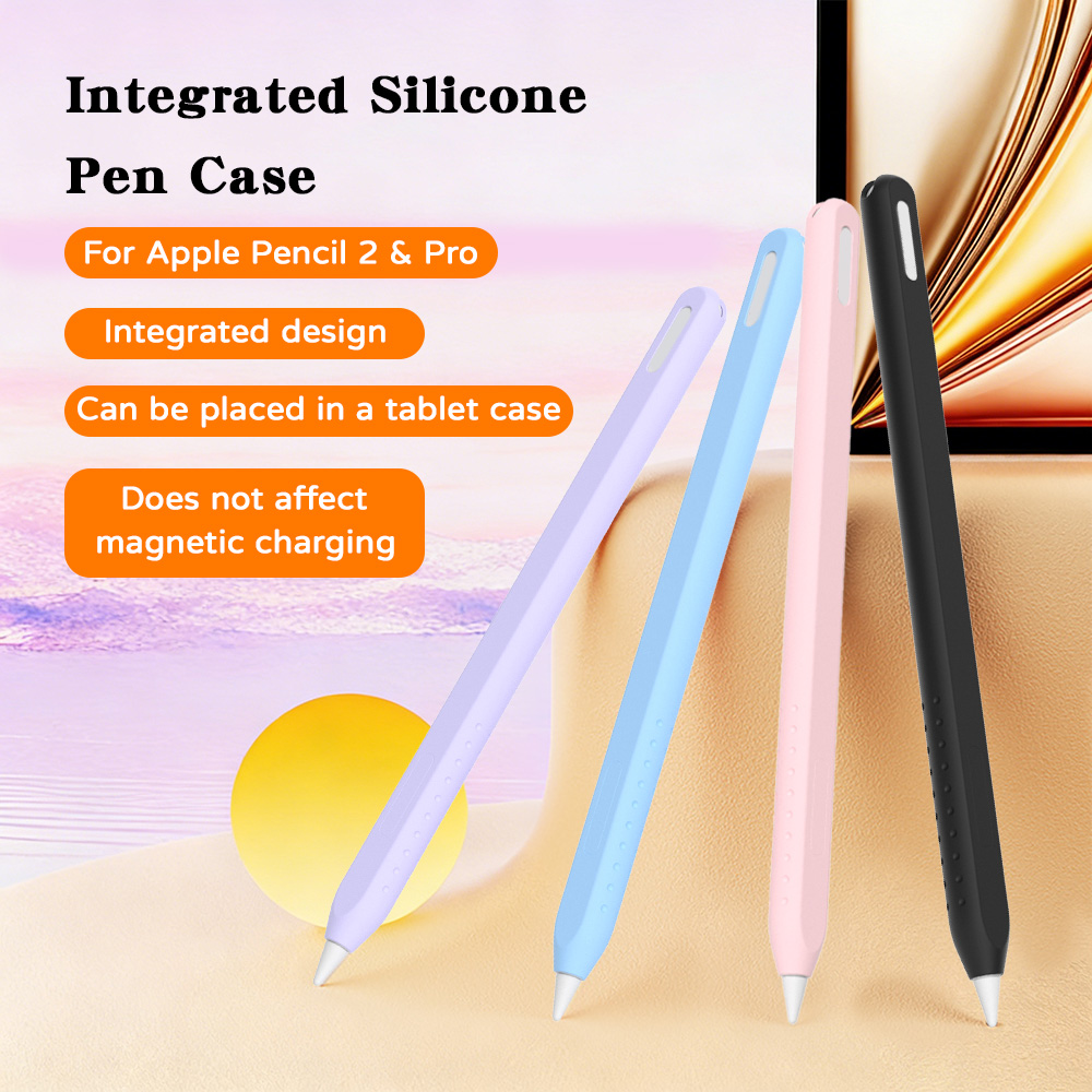 Tablet Accessories For Students - Apple Pencil 2 & Pro用シリコンケース 滑り止めグリップ付きスタイラススリーブカバー