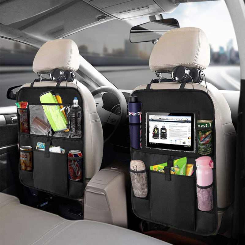Tablet And Accessories Bag - 車の後部座席オーガナイザー タッチスクリーンタブレットホルダー付き 自動収納ポケットカバー カーシートバックプロテクター 旅行 子供旅行用