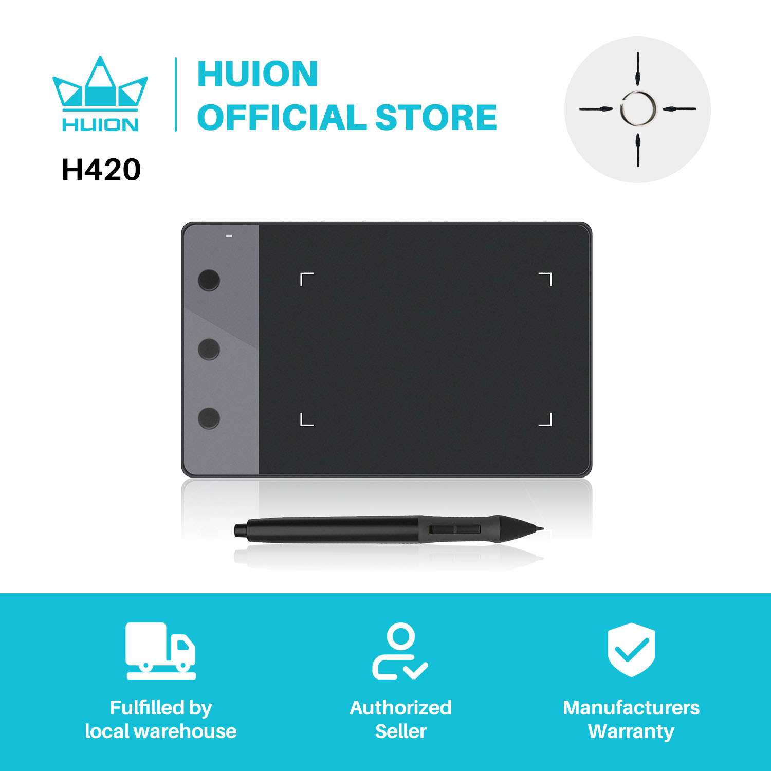 Graphic Tablet Accessories - HUION-グラフィックタブレットH420,4 
