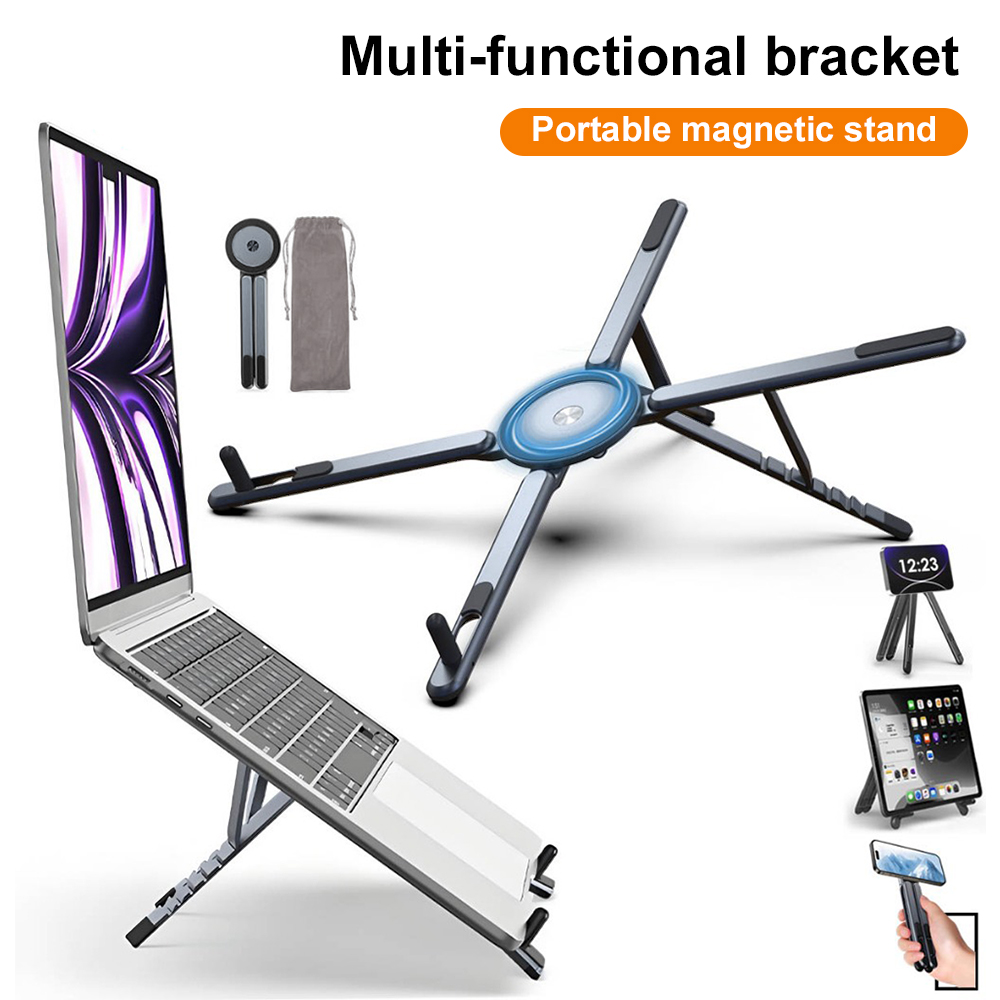 Tablet Phone Accessories - 携帯電話用マグネット式ホルダー＆自撮り棒 3-in-1 折りたたみ式三脚スタンド iPhone、iPad、タブレット、ノートパソコン、デスクトップ用