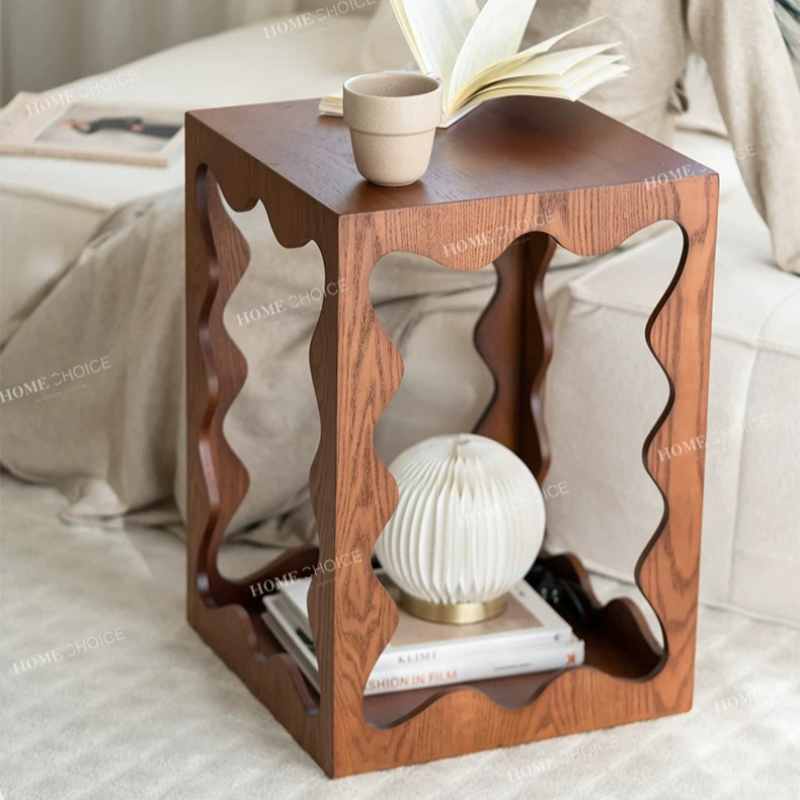 低木製ユニークサイドテーブルアンティーク風クールなミッドセン - Unique Table Accessories のレビューと価格