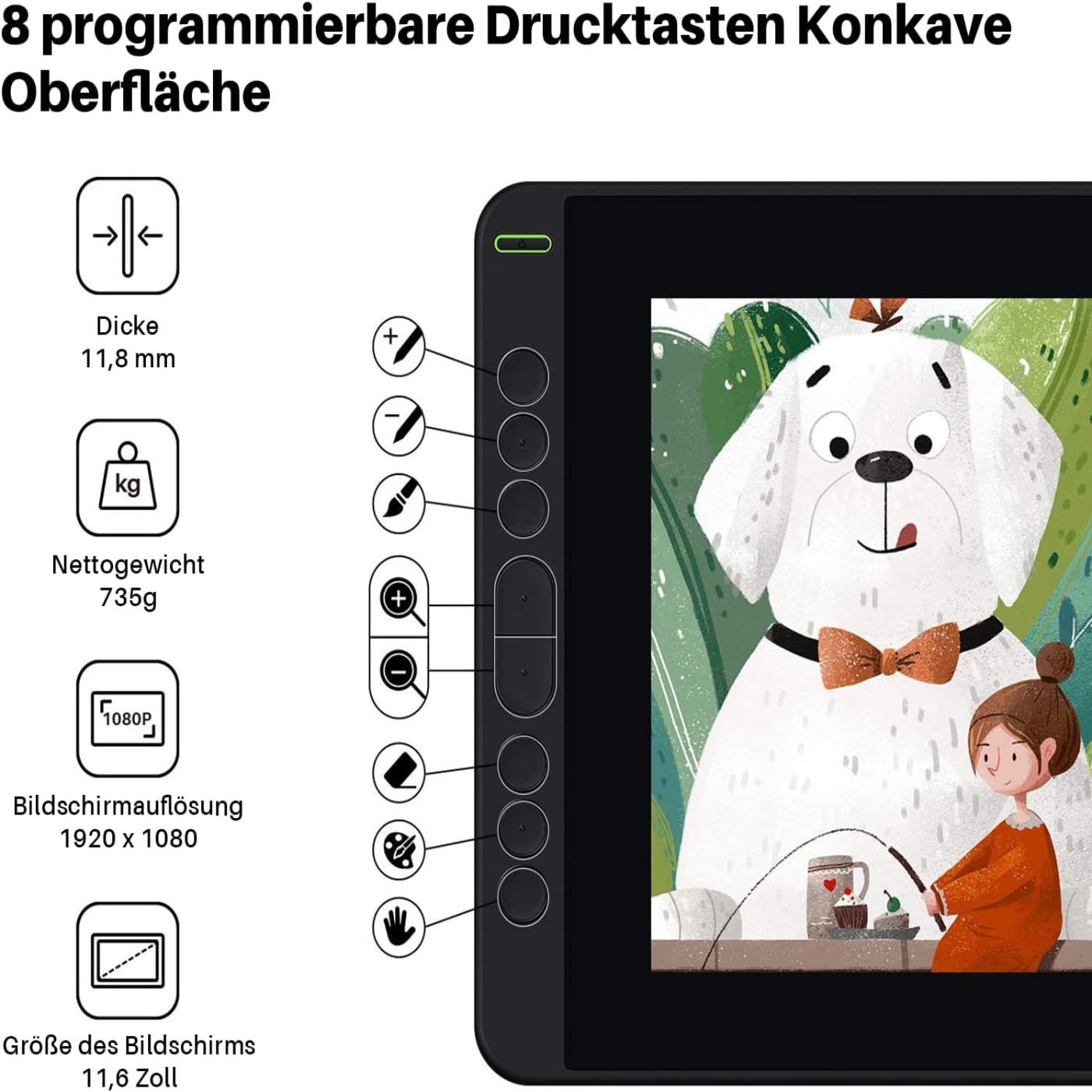 HUION Kamvas 12 11.6インチ描画モニター  - Graphic Tablet Accessories のレビューと価格