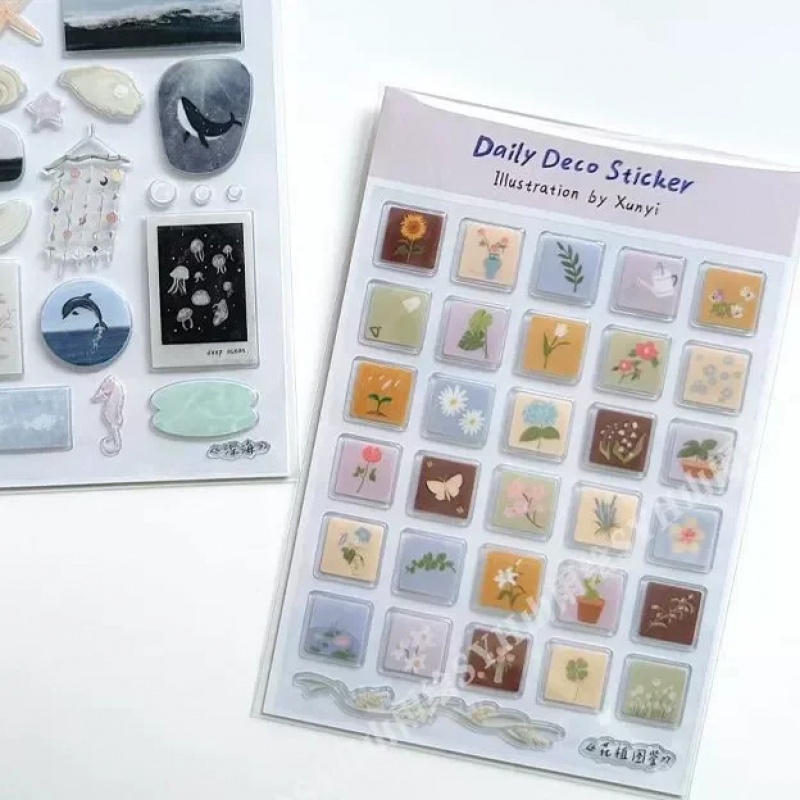 かわいい漫画オーシャンワールド3Dゼリーステッカー透明樹脂ゲ - Boox Tablet Accessories のレビューと価格