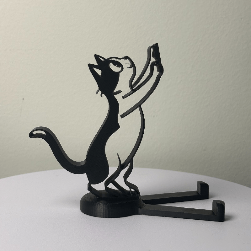 抽象的な中空ラインの猫型スマホスタンド、ミニマリストなキティ - Tablet Phone Accessories のレビューと価格